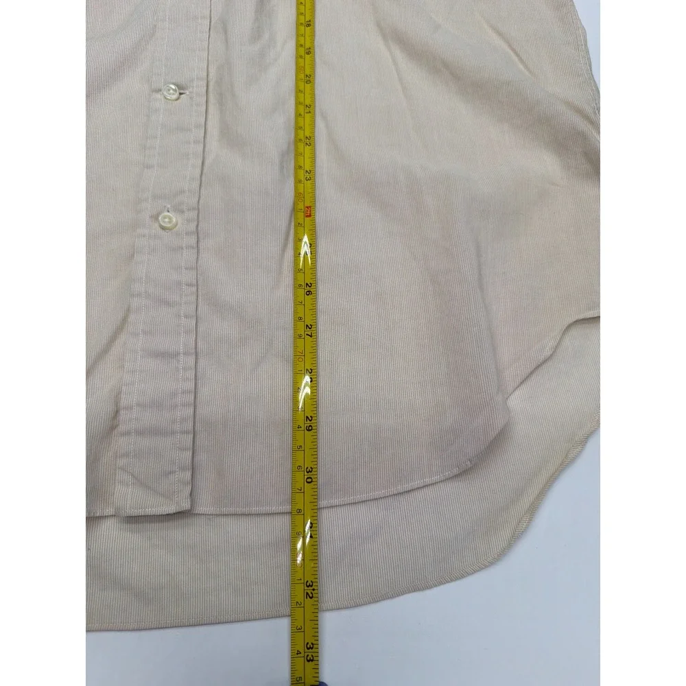 Ermenegildo Zegna Mens Beige Micro Stripe Cotton Button Down‎ Shirt Size 42 16.5